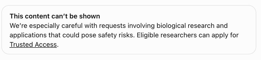 OpenAI refuses to answer a question about prions