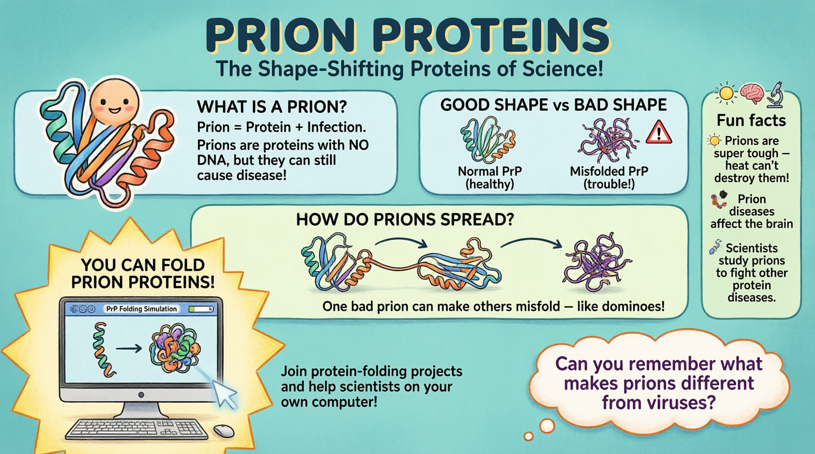 Qwen has created a weird but generally accurate infographic about prions, which looks like it belongs in a middle school textbook
